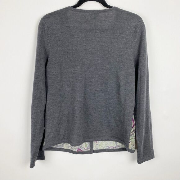 TALBOTS Gray Paisley Silk/Wool‎ Cardigan - Size M - Picture 2 of 4